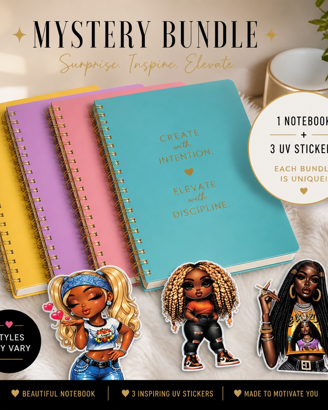 Mystery Boss Bundle ✨ (Notebook + 3 UV Stickers)