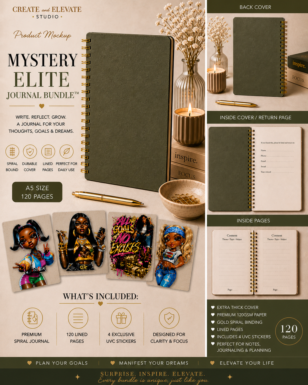 Elite Mystery Journal Bundle + 4 UV Stickers