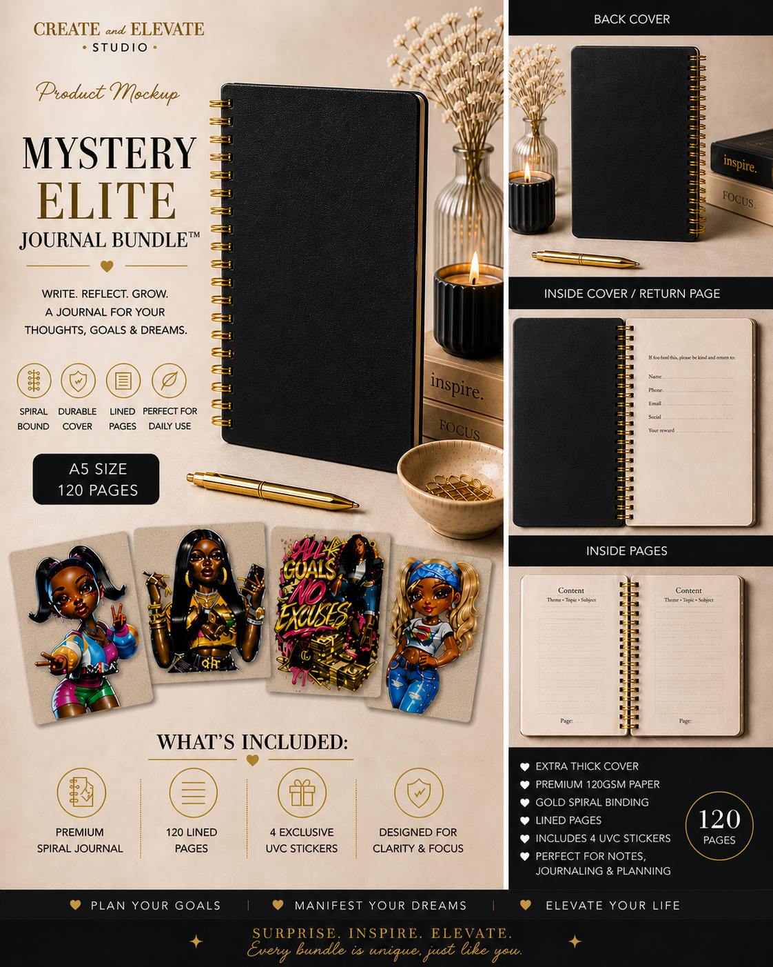 Elite Mystery Journal Bundle + 4 UV Stickers